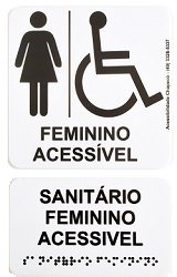 Placa Acrílica em braille wc Feminíno acessível.