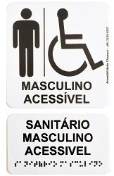 Placa Acrílica em braille wc Masculino acessível.